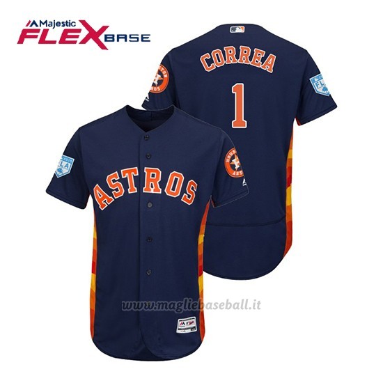 Maglia Baseball Uomo Houston Astros Carlos Correa Flex Base Entrenamiento De Primavera 2019 Blu